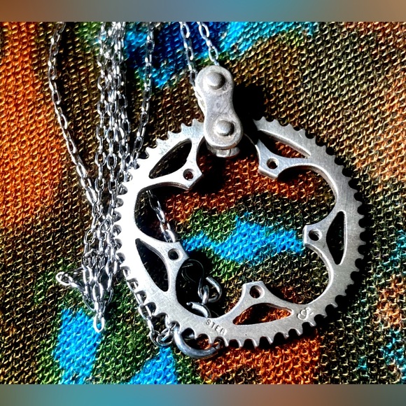 RARE Sterling Silver Bike Chainring Pendant Bicycle